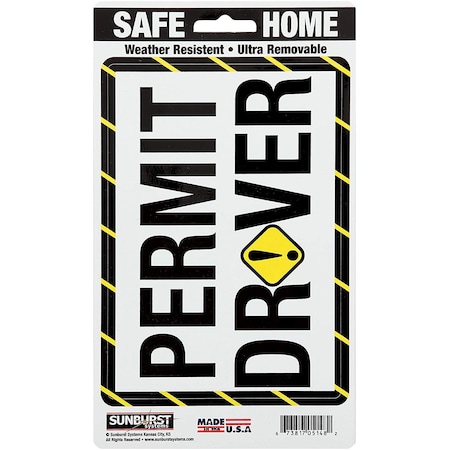 Sunburst Systems Decal Permit Driver 8.5 in x 5 in 5148